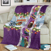 New Zealand Merry Christmas Blanket Maori Animals, Koru Tattoo - Purple Xmas Style LT03 - Polynesian Pride