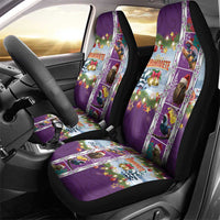 New Zealand Merry Christmas Car Seat Cover Maori Animals, Koru Tattoo - Purple Xmas Style LT03 - Polynesian Pride