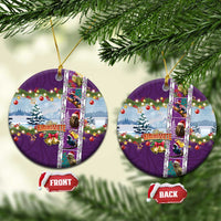 New Zealand Merry Christmas Ceramic Ornament Maori Animals, Koru Tattoo - Purple Xmas Style LT03 Circle Purple - Polynesian Pride