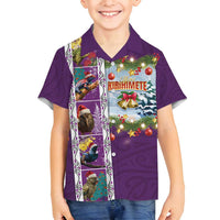 New Zealand Merry Christmas Family Matching Puletasi and Hawaiian Shirt Maori Animals, Koru Tattoo - Purple Xmas Style LT03 Son's Shirt Purple - Polynesian Pride
