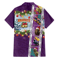 New Zealand Merry Christmas Family Matching Summer Maxi Dress and Hawaiian Shirt Maori Animals, Koru Tattoo - Purple Xmas Style LT03 - Polynesian Pride