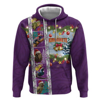 New Zealand Merry Christmas Hoodie Maori Animals, Koru Tattoo - Purple Xmas Style LT03 Pullover Hoodie Purple - Polynesian Pride