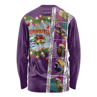 New Zealand Merry Christmas Long Sleeve Shirt Maori Animals, Koru Tattoo - Purple Xmas Style LT03 - Polynesian Pride