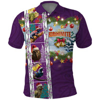 New Zealand Merry Christmas Polo Shirt Maori Animals, Koru Tattoo - Purple Xmas Style LT03 Purple - Polynesian Pride