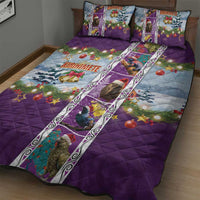 New Zealand Merry Christmas Quilt Bed Set Maori Animals, Koru Tattoo - Purple Xmas Style LT03 - Polynesian Pride