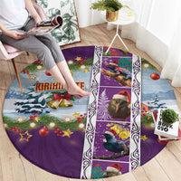 New Zealand Merry Christmas Round Carpet Maori Animals, Koru Tattoo - Purple Xmas Style LT03 - Polynesian Pride