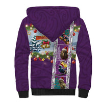 New Zealand Merry Christmas Sherpa Hoodie Maori Animals, Koru Tattoo - Purple Xmas Style LT03 - Polynesian Pride