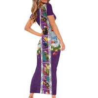 New Zealand Merry Christmas Short Sleeve Bodycon Dress Maori Animals, Koru Tattoo - Purple Xmas Style LT03 - Polynesian Pride