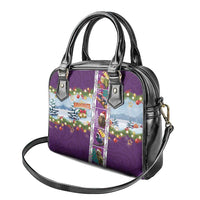 New Zealand Merry Christmas Shoulder Handbag Maori Animals, Koru Tattoo - Purple Xmas Style LT03 - Polynesian Pride