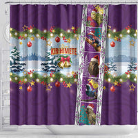 New Zealand Merry Christmas Shower Curtain Maori Animals, Koru Tattoo - Purple Xmas Style LT03 - Polynesian Pride