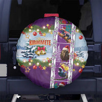 New Zealand Merry Christmas Spare Tire Cover Maori Animals, Koru Tattoo - Purple Xmas Style LT03 - Polynesian Pride