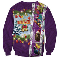 New Zealand Merry Christmas Sweatshirt Maori Animals, Koru Tattoo - Purple Xmas Style LT03 - Polynesian Pride