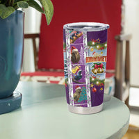 New Zealand Merry Christmas Tumbler Cup Maori Animals Xmas Style and Koru Tattoo Purple Color LT03 - Polynesian Pride