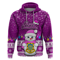 Tuvalu Christmas Hoodie Snowman Hugs Tuvalu Coat of Arms Maori Pattern Pink Style LT03 Pink - Polynesian Pride