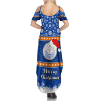 Marshall Islands Christmas Family Matching Summer Maxi Dress and Hawaiian Shirt Santa Claus and Coat of Arms Mix Polynesian Xmas Style LT03 - Polynesian Pride