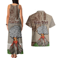 Aloha Volcano Custom Couples Matching Tank Maxi Dress and Hawaiian Shirt Mix Hawaiian Kakau Tribal LT03 - Polynesian Pride