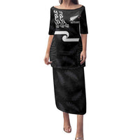 New Zealand Rugby Custom Family Matching Puletasi and Hawaiian Shirt The Champions Aotearoa LT03 Mom's Dress Black - Polynesian Pride