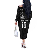 New Zealand Rugby Custom Off The Shoulder Long Sleeve Dress The Champions Aotearoa LT03 - Polynesian Pride