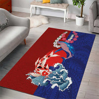 Hawaiian and Japanese Together Area Rug The Whale and Koi Fish with Hinomaru and Lei LT03 - Polynesian Pride
