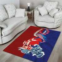 Hawaiian and Japanese Together Area Rug The Whale and Koi Fish with Hinomaru and Lei LT03 - Polynesian Pride