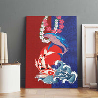 Hawaiian and Japanese Together Canvas Wall Art The Whale and Koi Fish with Hinomaru and Lei LT03 - Polynesian Pride