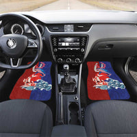 Hawaiian and Japanese Together Car Mats The Whale and Koi Fish with Hinomaru and Lei LT03 Set 2pcs - Front Blue - Polynesian Pride