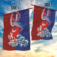Hawaiian and Japanese Together Garden Flag The Whale and Koi Fish with Hinomaru and Lei LT03 - Polynesian Pride