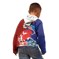 Hawaiian and Japanese Together Kid Hoodie The Whale and Koi Fish with Hinomaru and Lei LT03 - Polynesian Pride