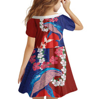 Hawaiian and Japanese Together Kid Short Sleeve Dress The Whale and Koi Fish with Hinomaru and Lei LT03 - Polynesian Pride