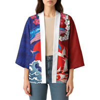 Hawaiian and Japanese Together Kimono The Whale and Koi Fish with Hinomaru and Lei LT03 - Polynesian Pride