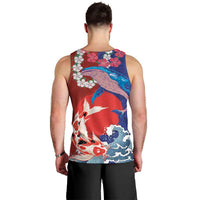 Hawaiian and Japanese Together Men Tank Top The Whale and Koi Fish with Hinomaru and Lei LT03 - Polynesian Pride