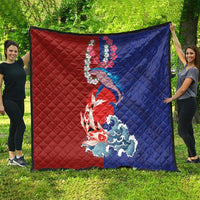 Hawaiian and Japanese Together Quilt The Whale and Koi Fish with Hinomaru and Lei LT03 - Polynesian Pride