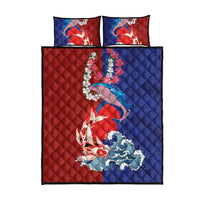 Hawaiian and Japanese Together Quilt Bed Set The Whale and Koi Fish with Hinomaru and Lei LT03 - Polynesian Pride