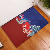 Hawaiian and Japanese Together Rubber Doormat The Whale and Koi Fish with Hinomaru and Lei LT03 - Polynesian Pride
