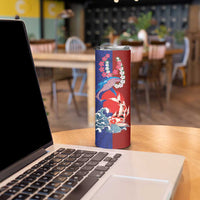 Hawaiian and Japanese Together Skinny Tumbler The Whale and Koi Fish with Hinomaru and Lei LT03 - Polynesian Pride