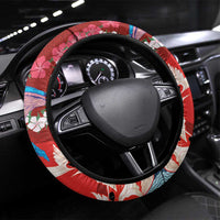 Hawaiian and Japanese Together Steering Wheel Cover The Whale and Koi Fish with Hinomaru and Lei LT03 Universal Fit Blue - Polynesian Pride