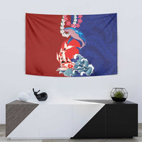 Hawaiian and Japanese Together Tapestry The Whale and Koi Fish with Hinomaru and Lei LT03 - Polynesian Pride