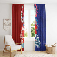 Hawaiian and Japanese Together Window Curtain The Whale and Koi Fish with Hinomaru and Lei LT03 - Polynesian Pride