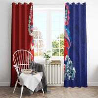 Hawaiian and Japanese Together Window Curtain The Whale and Koi Fish with Hinomaru and Lei LT03 - Polynesian Pride