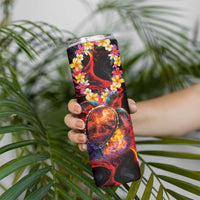 Hawaiian Turtle with Volcanic Eruption Skinny Tumbler Hibiscus Lei and Lava Flow an Abstract Texture LT03 - Polynesian Pride