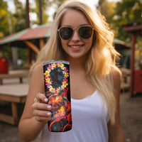 Hawaiian Turtle with Volcanic Eruption Skinny Tumbler Hibiscus Lei and Lava Flow an Abstract Texture LT03 - Polynesian Pride