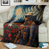 New Zealand Soldier ANZAC Day Blanket Silver Fern Starry Night Style LT03 - Polynesian Pride