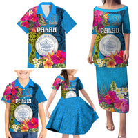 Personalised Palau Independence Day Family Matching Puletasi and Hawaiian Shirt 1st October 30th Anniversary Polynesian Jungle Flower LT03 - Polynesian Pride