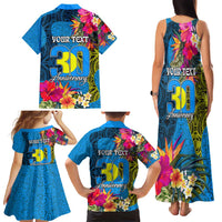 Personalised Palau Independence Day Family Matching Tank Maxi Dress and Hawaiian Shirt 1st October 30th Anniversary Polynesian Jungle Flower LT03 - Polynesian Pride