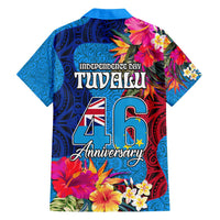 Tuvalu Independence Day Family Matching Off Shoulder Maxi Dress and Hawaiian Shirt 1st October 46th Anniversary Polynesian Jungle Flower LT03 - Polynesian Pride