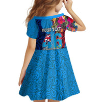 Personalised Tuvalu Independence Day Family Matching Short Sleeve Bodycon Dress and Hawaiian Shirt 1st October 46th Anniversary Polynesian Jungle Flower LT03 - Polynesian Pride