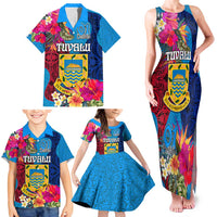 Personalised Tuvalu Independence Day Family Matching Tank Maxi Dress and Hawaiian Shirt 1st October 46th Anniversary Polynesian Jungle Flower LT03 - Polynesian Pride