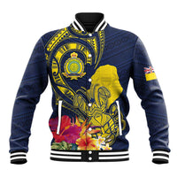 Niue Independence Day Baseball Jacket Hiapo Pattern Hibiscus Plumeria and Uga LT03 Unisex Yellow - Polynesian Pride