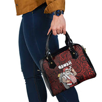 Hawaii Aloha Santa Claus Funny Polynesian Tattoo Shoulder Handbag Red Color