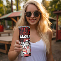 Hawaii Aloha Santa Claus Funny Polynesian Tattoo Skinny Tumbler Red Color LT03 - Polynesian Pride